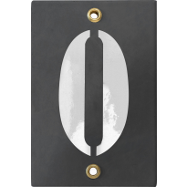 Emaille industrieel grijs huisnummerbord '0' met witte cijfers, 120x80 mm