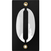 Emaille industrieel zwart huisnummerbord '0' met witte cijfers, 100x40 mm