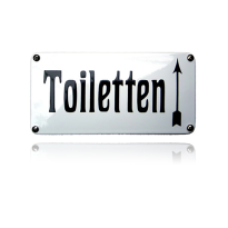 Emaille toilet bordje 'Toiletten' pijl naar boven rechthoekig
