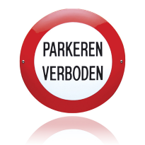 Emaille verbodsbord 'Parkeren verboden' rond