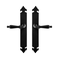 GPF6215.60 smeedijzer zwarte deurkruk Muki op langschild, 291x41x4mm