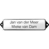 Naamplaat emaille wit, zonder kader, letters Arial, 100x30mm