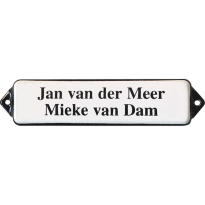 Naamplaat emaille wit, zonder kader, letters Times, 100x30mm
