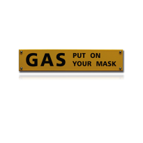 NH-103 emaille veiligheidsbord 'Gas put on your mask'