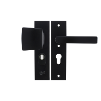 Starx deurkruk en voordeurknop op kortschild SKG*** met kerntrekbeveiliging 195x50mm PC55 zwart